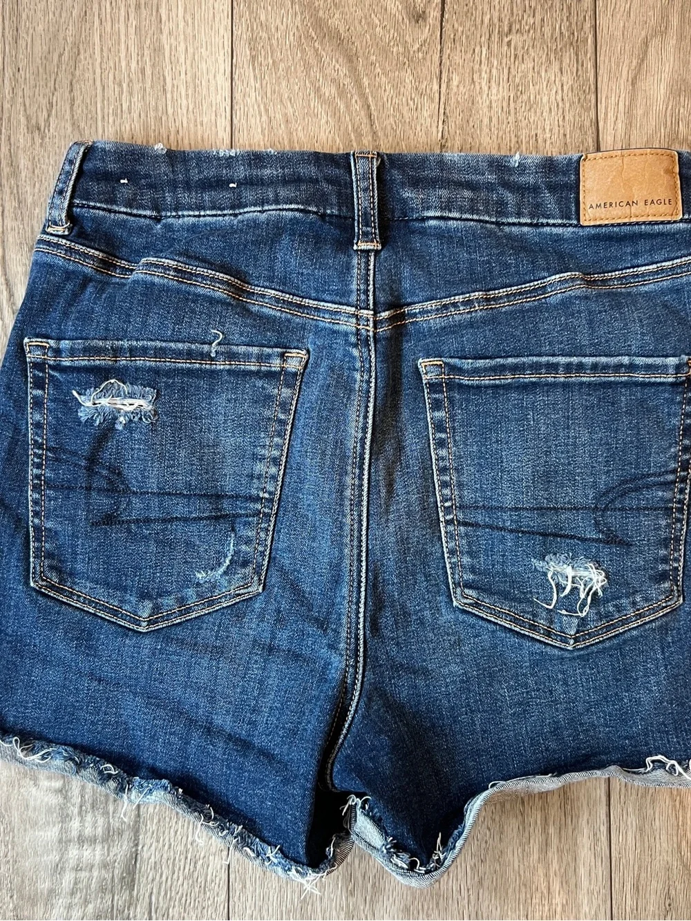 American Eagle Next Level Stretch Distressed High Rise Denim Shorts Size 6